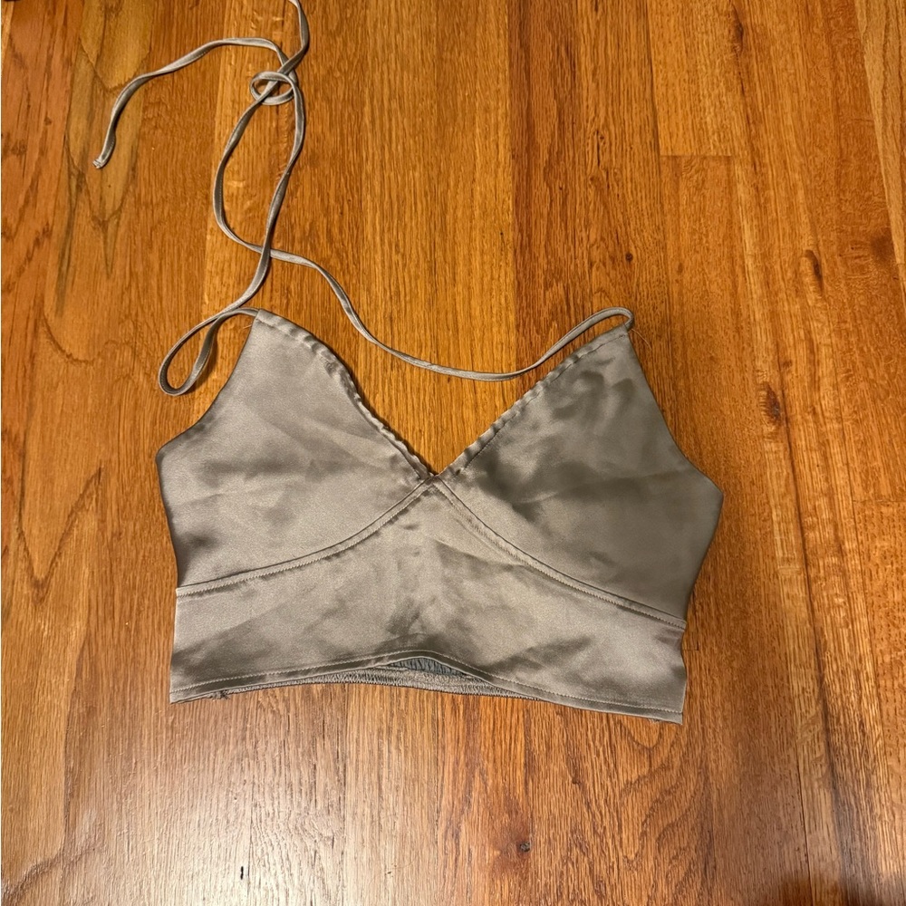 Garage Satin Crop Top in Silver